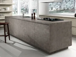 Countertop бетонӣ дар дохили ошхона акс