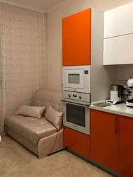 Kitchen 9 sq m with TV design photo