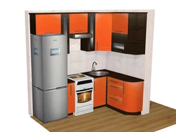 Corner kitchens with sink and refrigerator photo