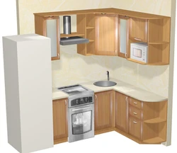 Corner kitchens with sink and refrigerator photo