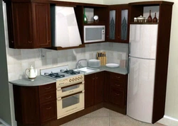 Corner kitchens with sink and refrigerator photo