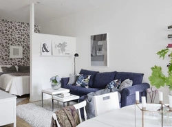 Living room bedroom design in Scandinavian style