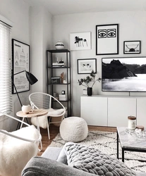 Living room bedroom design in Scandinavian style