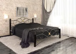 Bedroom design with metal black bed