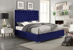 Interior with blue bed bedroom photo