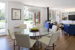 Living room interior with round table photo