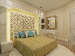 Bedroom interior in gold colors