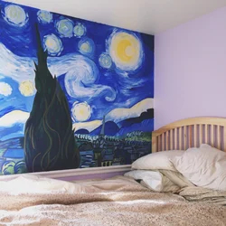 Painting on the walls in the bedroom photo