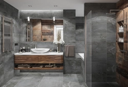 Bathroom Design Wood And Concrete Tiles
