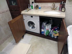 Как встроить стиральную машину в ванной фото