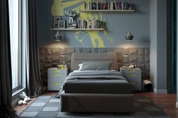 Серый интерьер спальни подростка