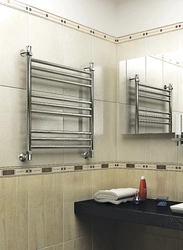 Water heated towel rail for the bathroom photo in the interior