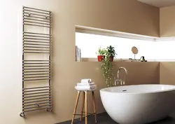 Water heated towel rail for the bathroom photo in the interior
