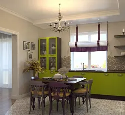 Walk-Through Kitchen Design With A Window And Two Doors