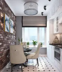 Kitchen living room with access to the balcony design photo