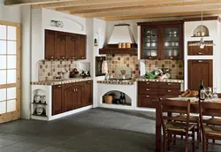 Дызайн кухні ў стылі кантры ў доме