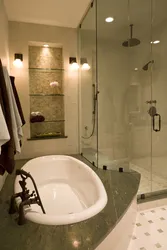 Corner Bath With Shower In The Interior