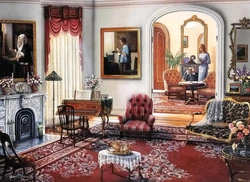 Картины художников в интерьере гостиной