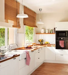 Small kitchen design with two windows