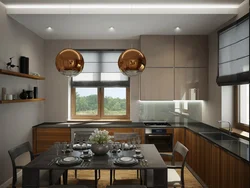 Small kitchen design with two windows