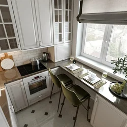 Дизайн маленькой кухни с двумя окнами