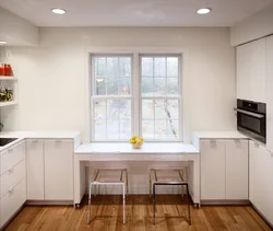 Small kitchen design with two windows