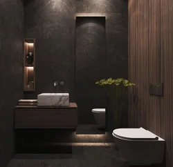 Bathroom design in gray brown tones