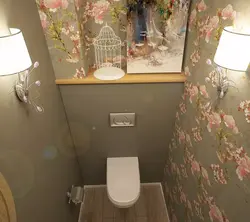 Divar kağızı ilə bir mənzildə tualetin təmiri fotoşəkili