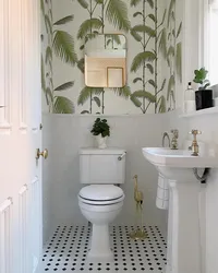 Photo Of Renovation Of A Toilet In An Apartment With Wallpaper