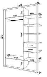 Built-in wardrobe in the hallway drawings and diagrams photos