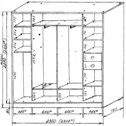Built-in wardrobe in the hallway drawings and diagrams photos