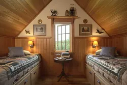 Wooden cottage bedroom design