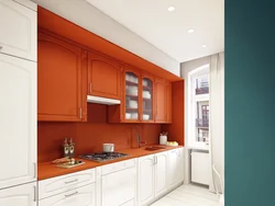 Coral-Colored Kitchen In The Interior