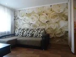 Wallpaper Roses In The Living Room Interior