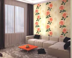 Wallpaper Roses In The Living Room Interior