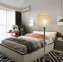 Floor lamp in the bedroom in the interior