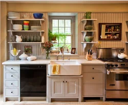 Kitchen Design With Open Shelves And Cabinets