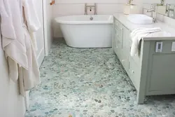 Linoleum on the wall in the bathroom design