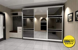 Mirrored wardrobe in the hallway design