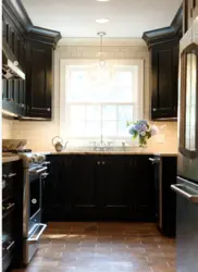Kitchen Interior With Dark Tiles Photo