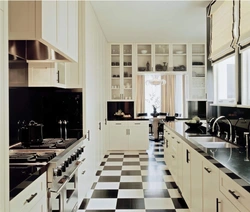 Kitchen Interior With Dark Tiles Photo