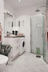 Bathroom design with shower and washing machine