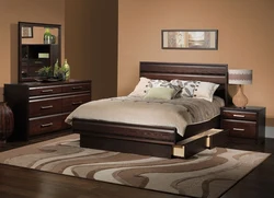Wallpaper for a bedroom with brown furniture photo