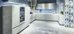 Кухня бежевый бетон фото