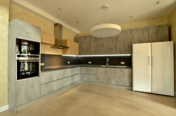 Кухня бежевый бетон фото