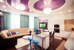 Photo of suspended ceilings living room with kitchen