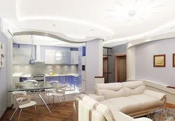 Photo of suspended ceilings living room with kitchen