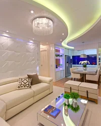 Photo of suspended ceilings living room with kitchen