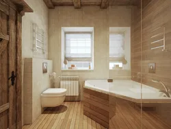 Bathtub in an apartment made of wood photo