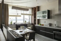 Photo Of A Living Room Kitchen In An Apartment With A Balcony